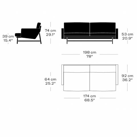 Fritz Hansen Lissoni Sofa™ 2-Seater Upholstered