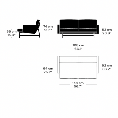 Fritz Hansen Lissoni Sofa™ 2-Seater Upholstered